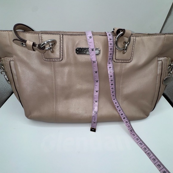 Coach Purse‎ Iridescent Shimmer Pearl Blush Pink Handbag Leather Tote Bag - Picture 6 of 11